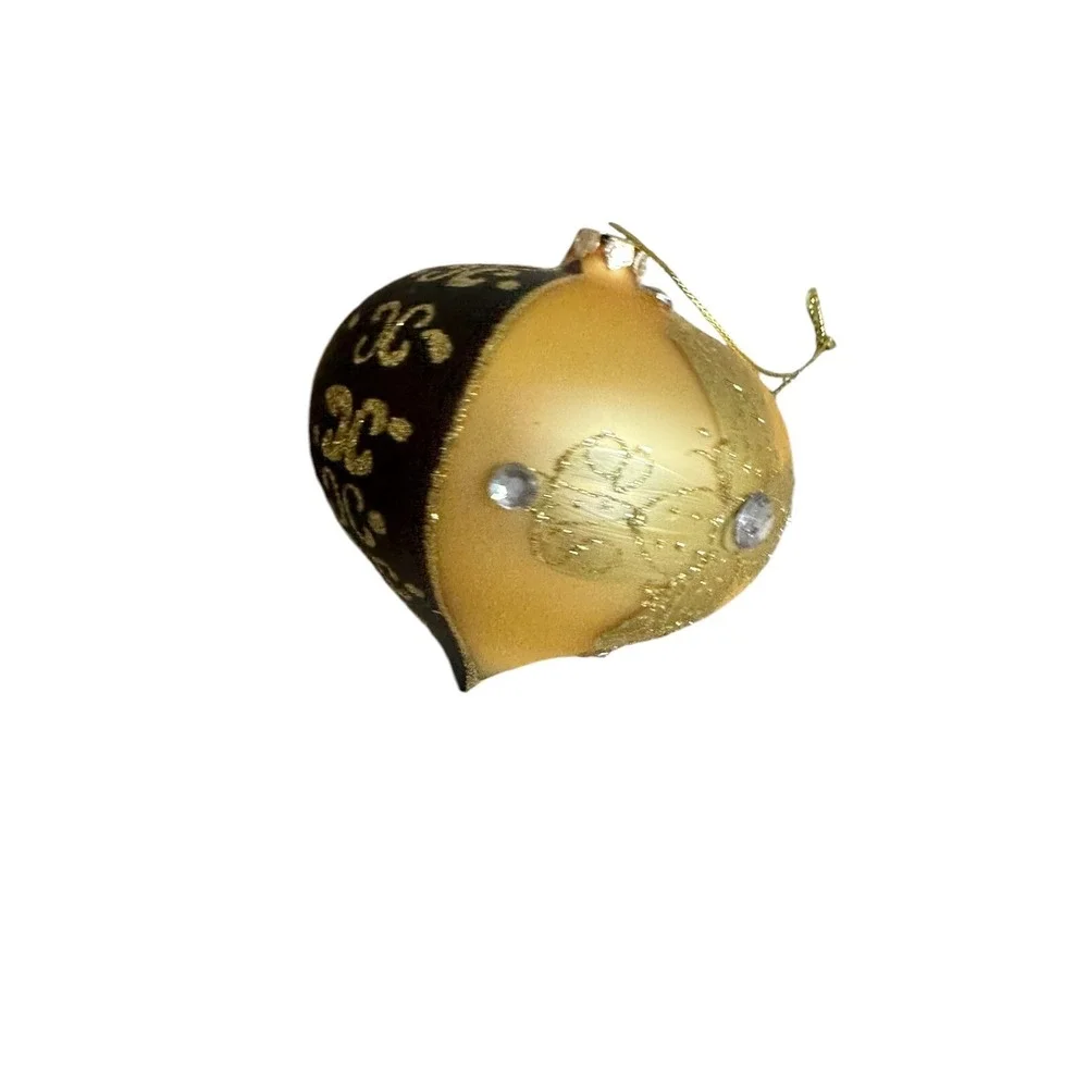 4ct. Vintage Dillards Trimmings Blown Glass Teardrop Ornaments‎ Gold & Purple
